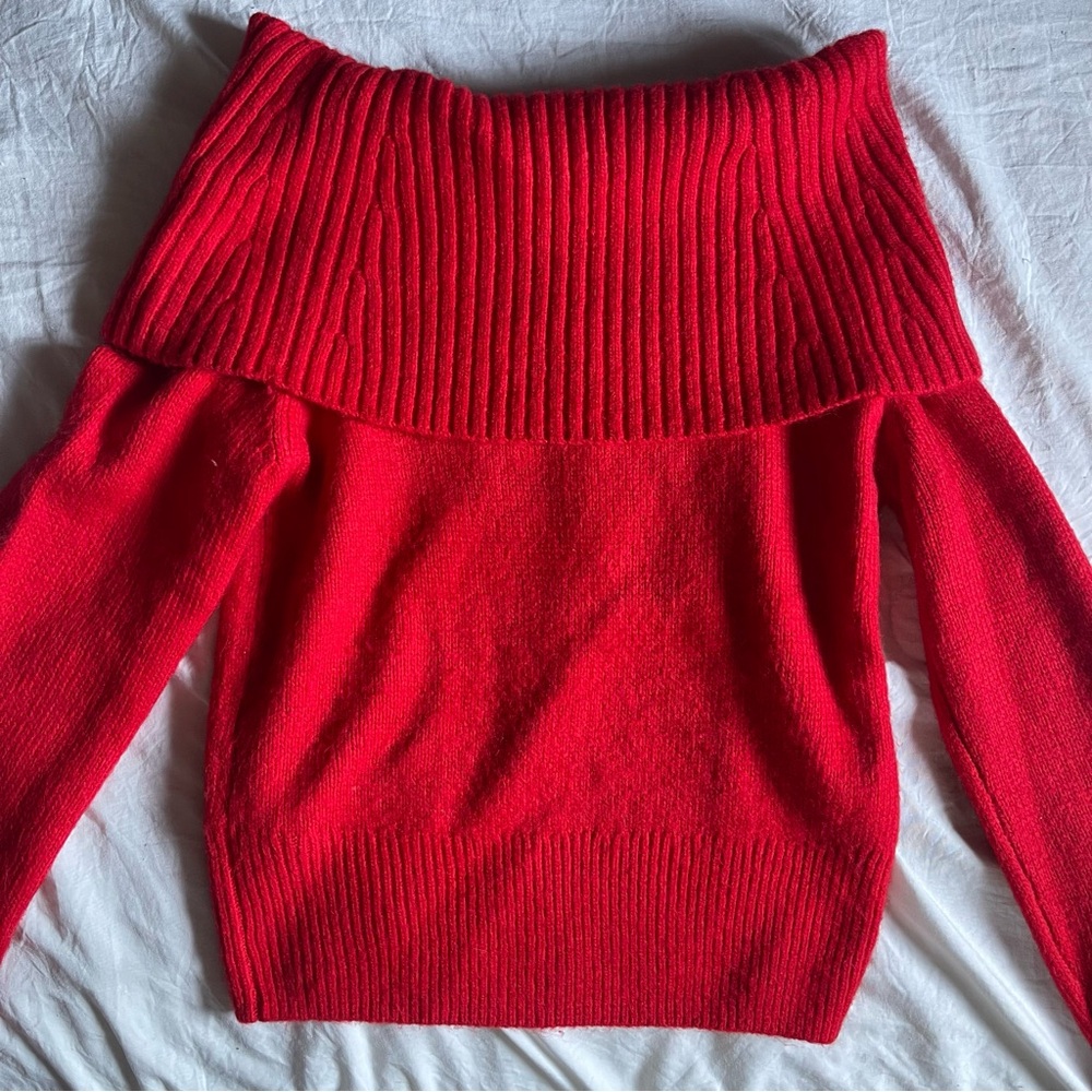 Jessica Simpson Vibrant Red Off-Shoulder Sweater